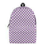 Light Purple And White Checkered Print Backpack