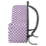Light Purple And White Checkered Print Backpack