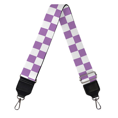 Light Purple And White Checkered Print Bag Strap