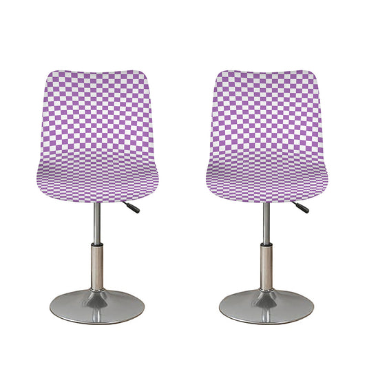 Light Purple And White Checkered Print Bar Stool Covers