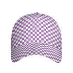 Light Purple And White Checkered Print Baseball Cap