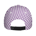 Light Purple And White Checkered Print Baseball Cap