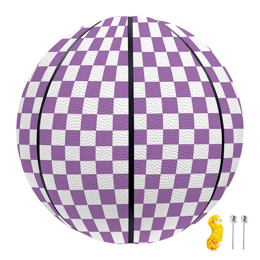 Light Purple And White Checkered Print Basketball