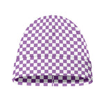 Light Purple And White Checkered Print Beanie