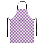 Light Purple And White Checkered Print Bib Apron With Pocket