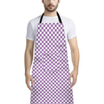 Light Purple And White Checkered Print Bib Apron With Pocket