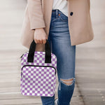 Light Purple And White Checkered Print Bible Tote Bag