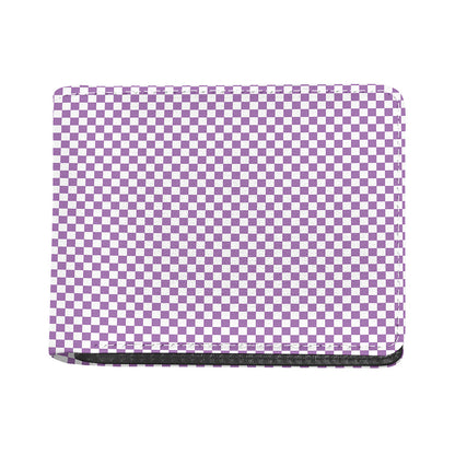 Light Purple And White Checkered Print Bifold Wallet