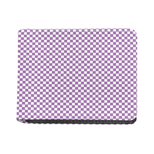 Light Purple And White Checkered Print Bifold Wallet