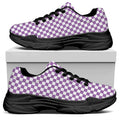 Light Purple And White Checkered Print Black Chunky Shoes