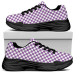 Light Purple And White Checkered Print Black Chunky Shoes