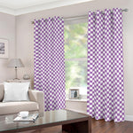 Light Purple And White Checkered Print Blackout Grommet Curtains