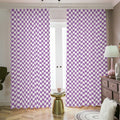 Light Purple And White Checkered Print Dimout Pencil Pleat Curtains