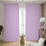 Light Purple And White Checkered Print Blackout Pencil Pleat Curtains