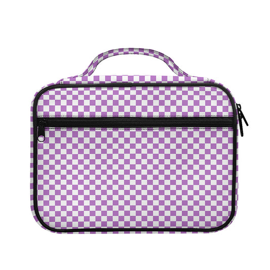 Light Purple And White Checkered Print Briefcase Bible Bag