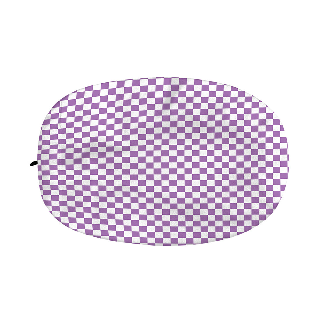 Light Purple And White Checkered Print Car Side Mirror Covers
