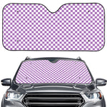 Light Purple And White Checkered Print Car Windshield Sun Shade