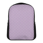 Light Purple And White Checkered Print Casual Backpack