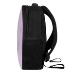 Light Purple And White Checkered Print Casual Backpack