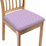 Light Purple And White Checkered Print Chair Cushion Cover