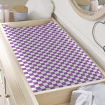 Light Purple And White Checkered Print Changing Pad Cover