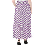 Light Purple And White Checkered Print Chiffon Maxi Skirt