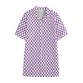Light Purple And White Checkered Print Cotton Hawaiian Shirt