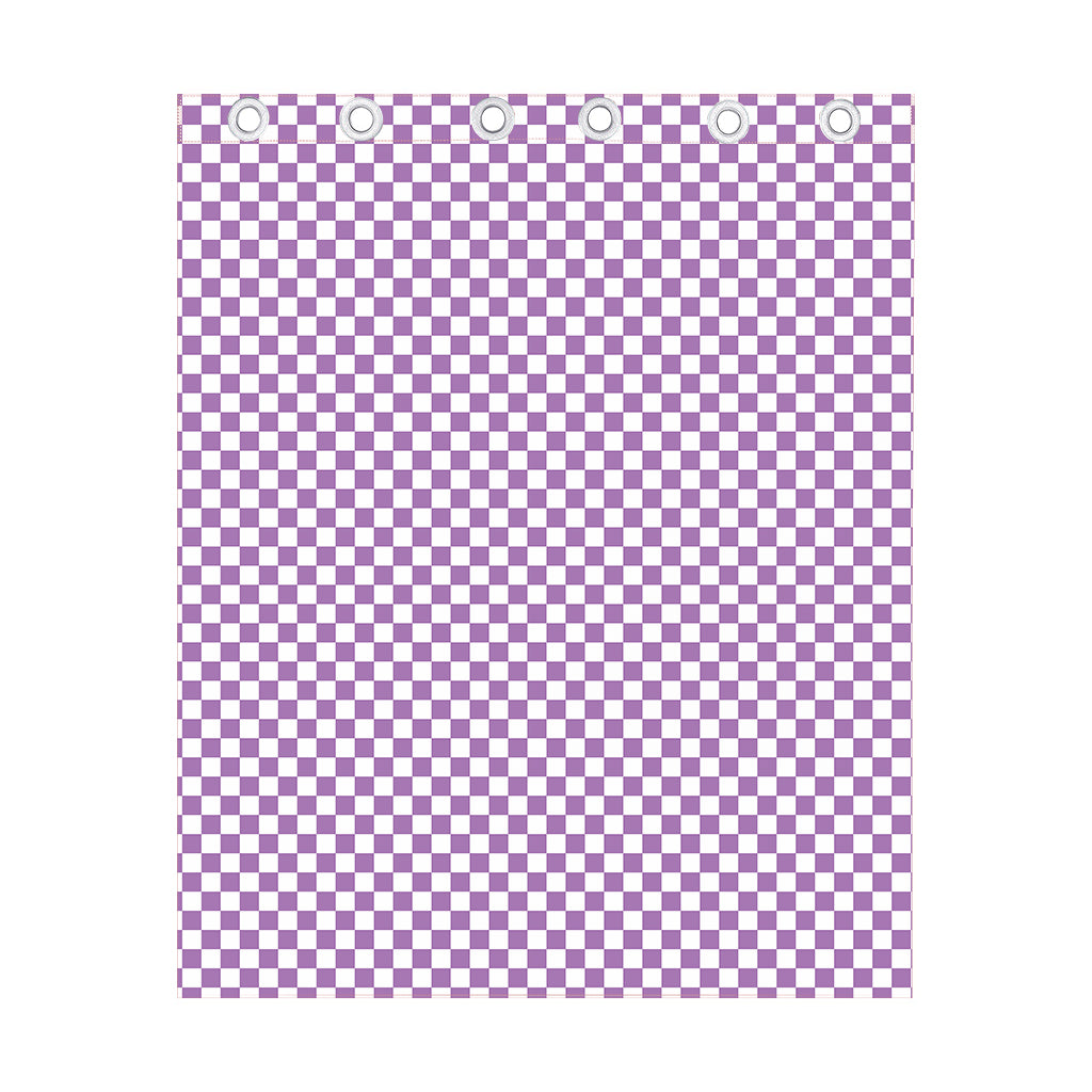 Light Purple And White Checkered Print Curtain