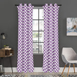 Light Purple And White Checkered Print Curtain