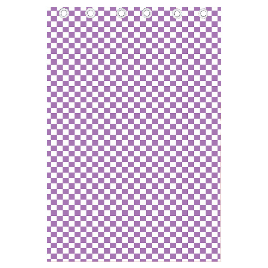 Light Purple And White Checkered Print Curtain