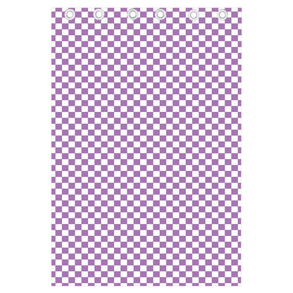 Light Purple And White Checkered Print Curtain