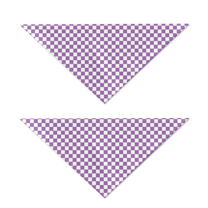 Light Purple And White Checkered Print Dog Bandana
