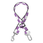 Light Purple And White Checkered Print Dog Seat Belt