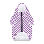 Light Purple And White Checkered Print Dog Zip Up Hoodie