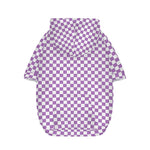 Light Purple And White Checkered Print Dog Zip Up Hoodie
