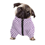 Light Purple And White Checkered Print Dog Zip Up Jacket