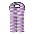 Light Purple And White Checkered Print Double Neoprene Wine Tote