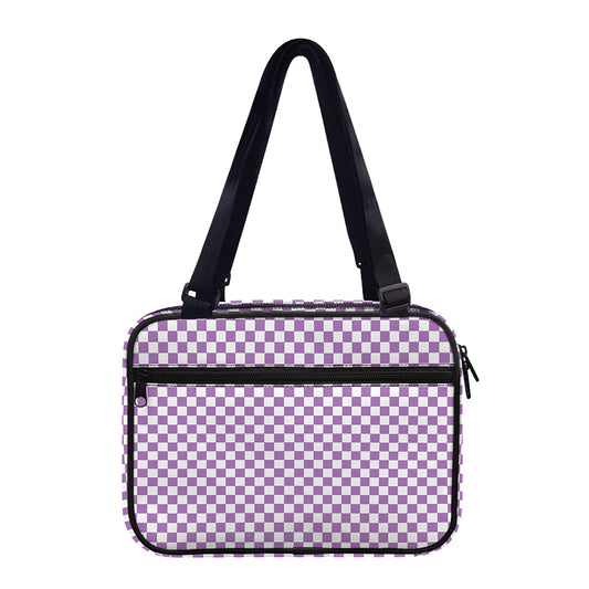 Light Purple And White Checkered Print Double Strap Bible Bag