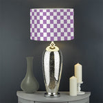Light Purple And White Checkered Print Drum Lamp Shade