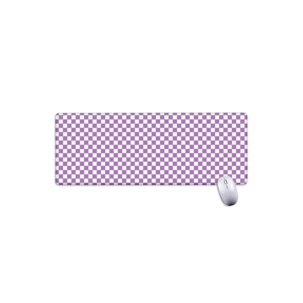 Light Purple And White Checkered Print Extended Mouse Pad