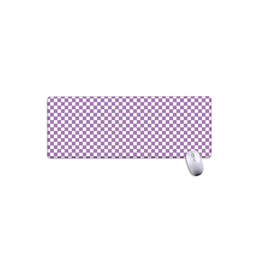 Light Purple And White Checkered Print Extended Mouse Pad