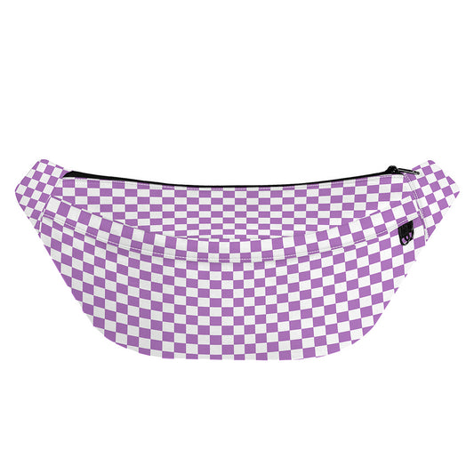 Light Purple And White Checkered Print Fanny Pack