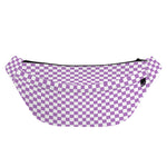 Light Purple And White Checkered Print Fanny Pack