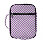 Light Purple And White Checkered Print Front Pocket Bible Bag