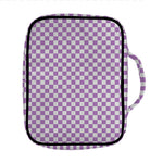Light Purple And White Checkered Print Front Pocket Bible Bag