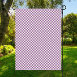 Light Purple And White Checkered Print Garden Flag