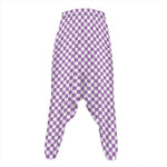 Light Purple And White Checkered Print Hammer Pants