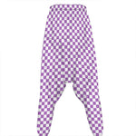 Light Purple And White Checkered Print Hammer Pants