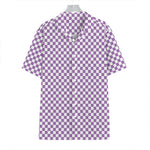 Light Purple And White Checkered Print Hawaiian Shirt