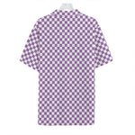 Light Purple And White Checkered Print Hawaiian Shirt